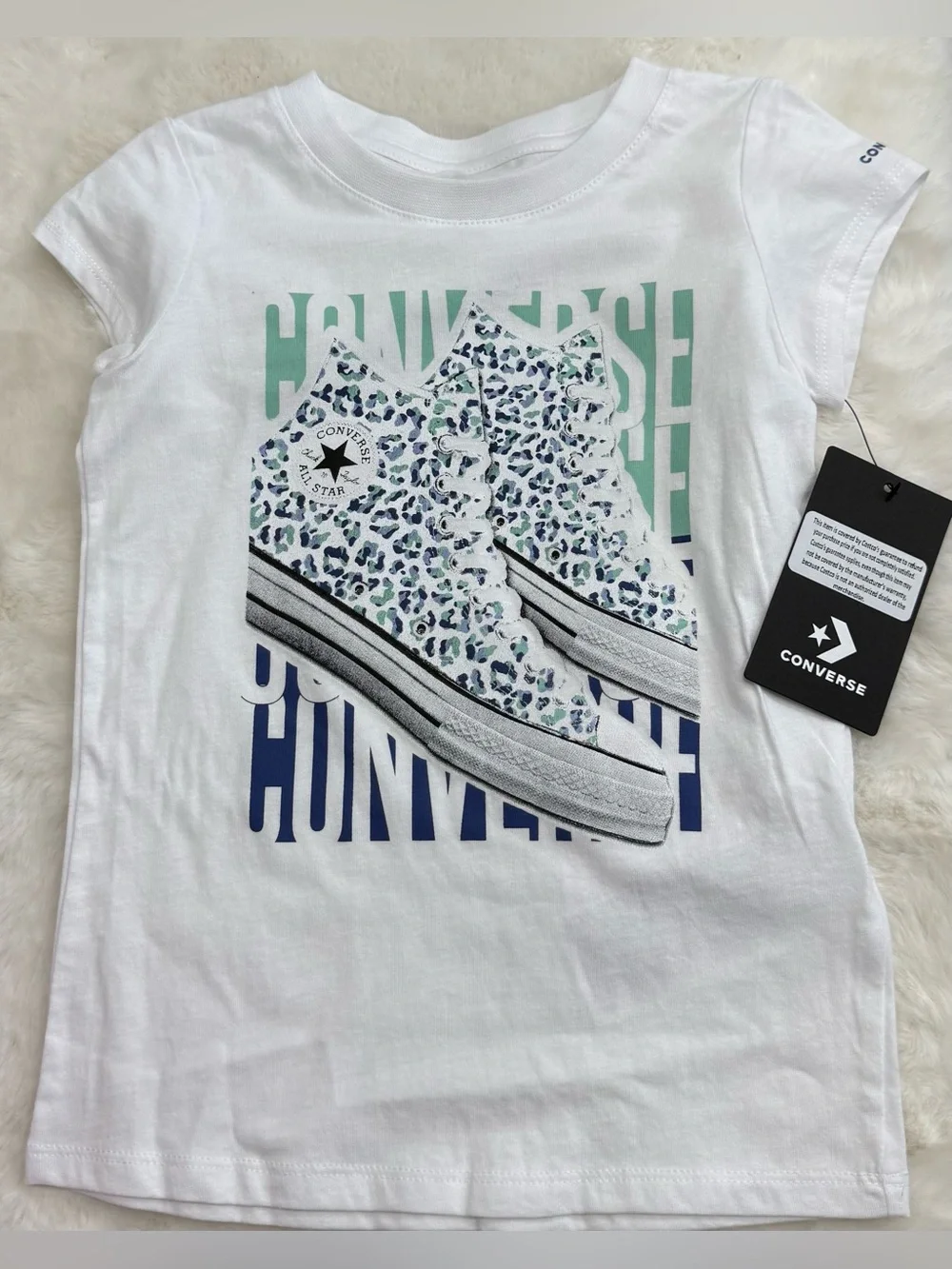 NWT Converse Girls Short Sleeve Tee Set - Purple & White with Sneaker Graphic Si